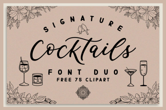 Signature Cocktails Duo: A Modern Calligraphy Font for Editorial Design